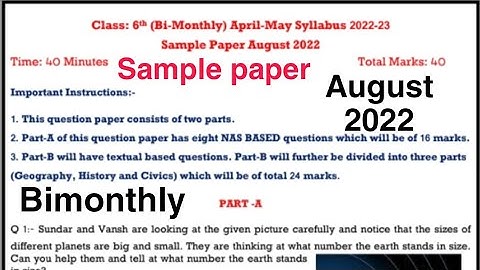 #pseb #class-6 Social Science Sample paper #class6 #august2022 #bimonthly
