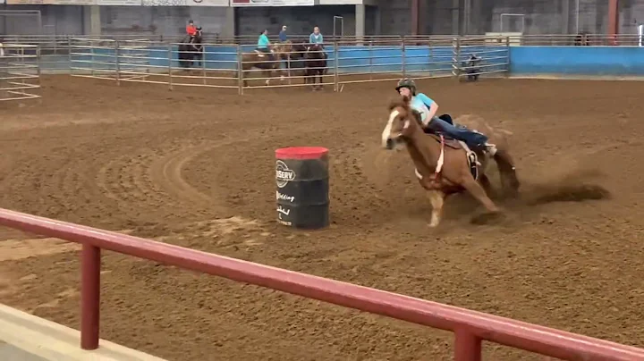 Josie winning the barrel race at Roane State April...