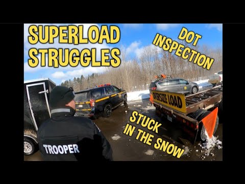 HEAVY HAUL STRUGGLES. Stuck in snow before inspection. - YouTube