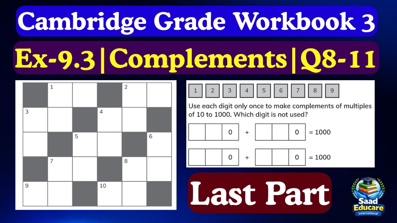 Complement Puzzle Cambridge Primary Mathematics Workbook 3 | Ex 9.3 Complements | Q8–Q11 ...