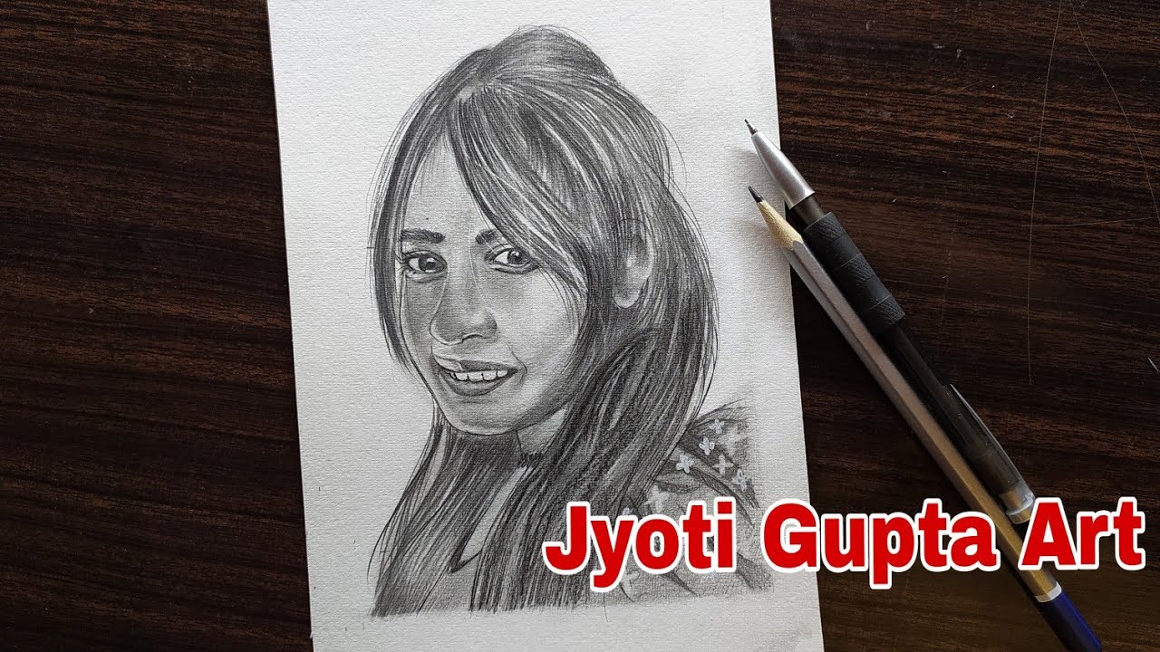 Drawing Jyoti Gupta art with pencil drawing girl face with pencil