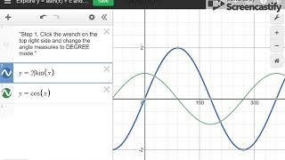 How to Set Up Desmos in Degrees to Graph y = asinx +c and y = acosx + c