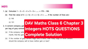 DAV Maths Class6 Chapter3 Integers HOTS Questions Complete Solution#integers #maths @MathsisFun-o2i 