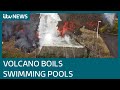 La Palma volcano: Swimming pools bubble up as lava spreads through streets | ITV News