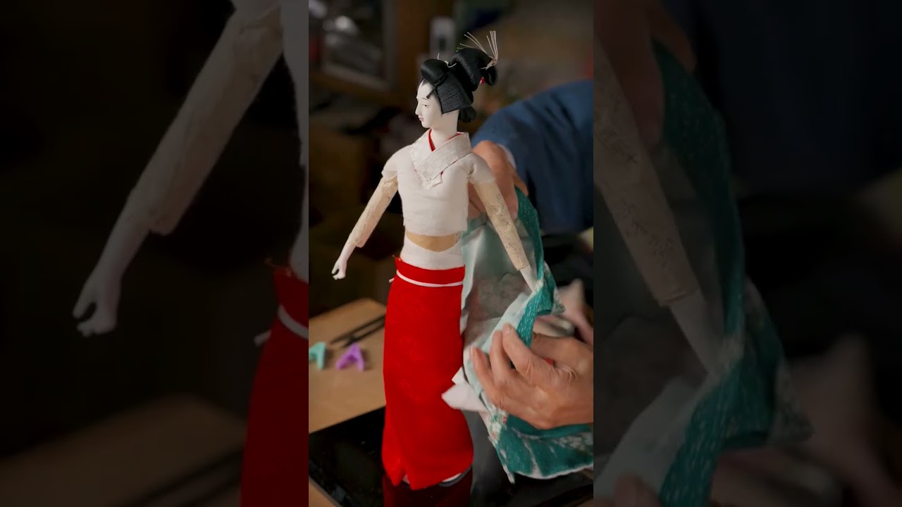 Japanese Doll Dressed in a Tiny Handmade Kimono 