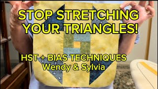 How to Sew Half Square Triangles Without Stretching | Bias Tips + Log Cabin Variation with Sylvia