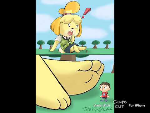 Animal crossing Isabelle has turned into a giant.
