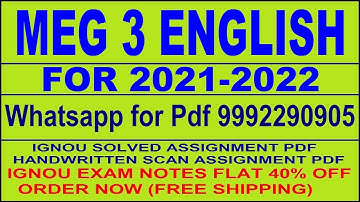 MEG 3 in English Solved Assignment 2021-22 PDF @40rs / IGNOU MEG 003 SOLVED ASSIGNMENT 2021-22