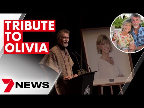 John Easterling's tribute to his wife at the Olivia Newton-John Memorial | 7NEWS
