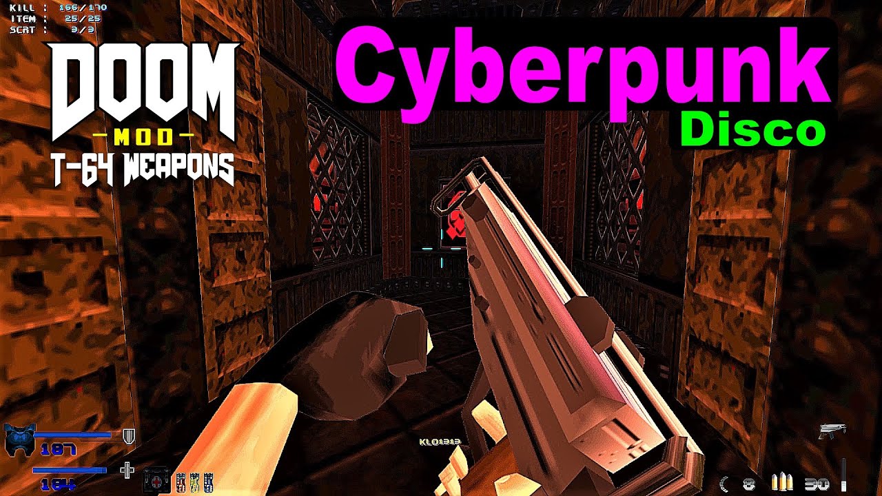 T64 Weapons - Doom : Cyberpunk Disco Style (Doom 2 Mod) 4K