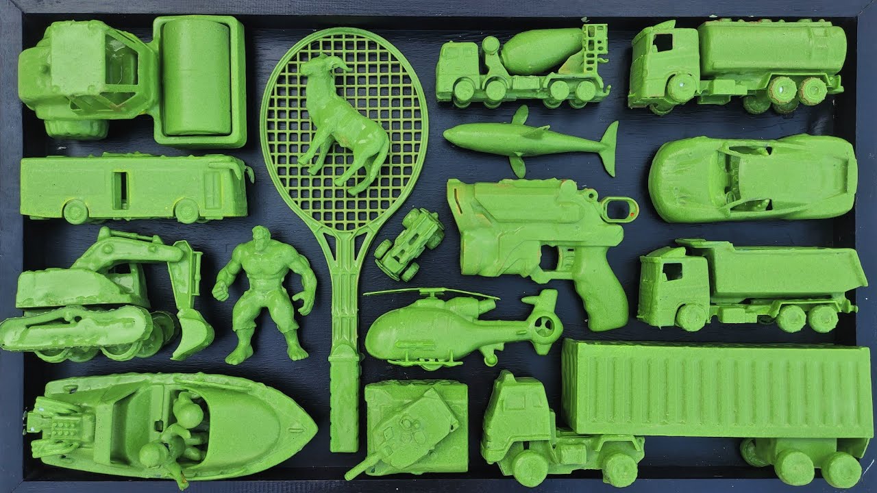 Membersihkan Mainan Mobil Mobilan, Truk Kontainer, Excavator, Mobil Balap, Mobil Police, Kereta Api