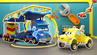 Super Camión Transportador requiere PLATAFORMA | Carros de Emergencia para niños  | Repara Autos