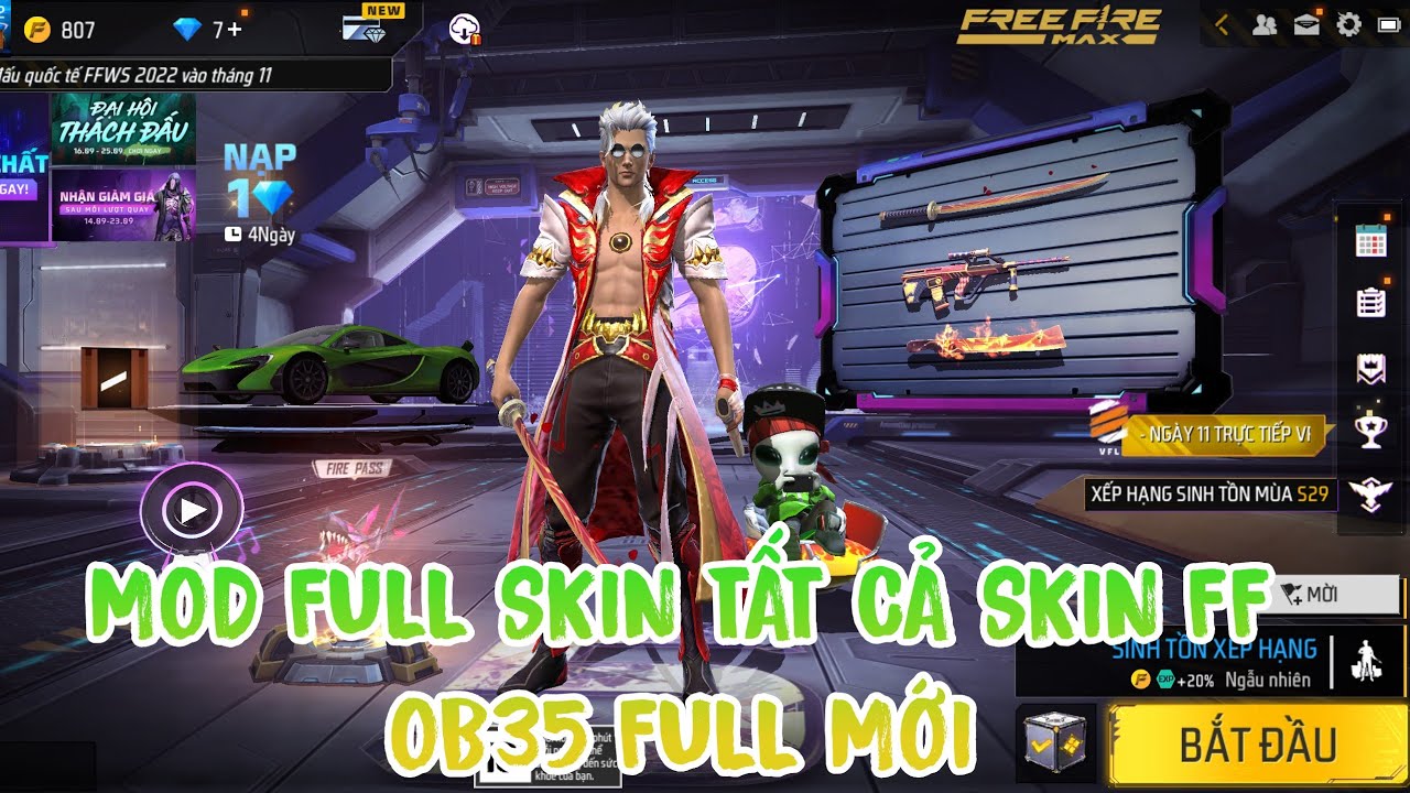 MOD SKIN ff OB35 MOD FULL TẤT CẢ SKIN FF THƯỜNG FF MAX UPDATE MỚI NHẤT NOBAND 100%