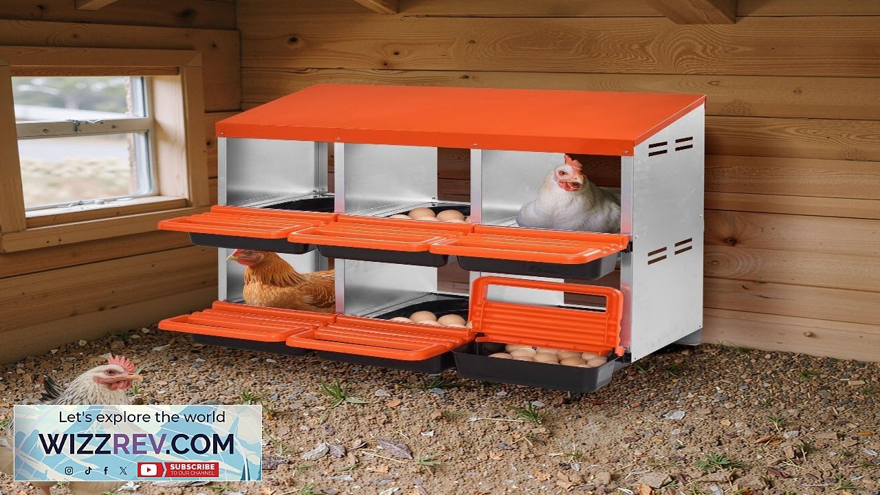 VEVOR 2 Tiers Chicken Nesting Boxes 6 Compartments Metal Egg Laying Boxes