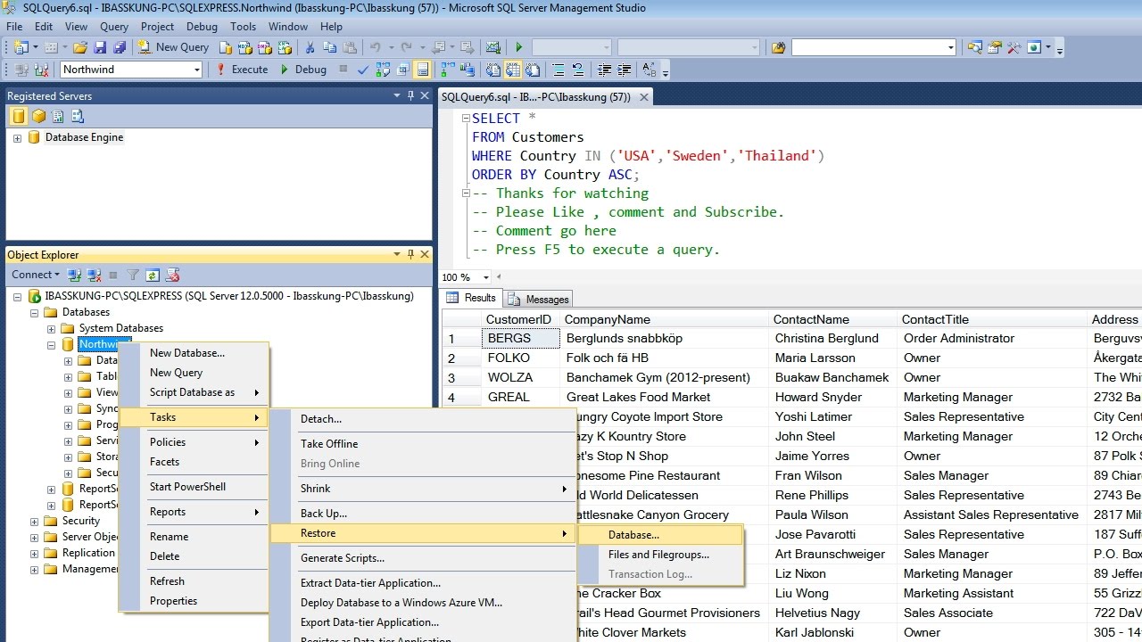 SQL Server 2014 - How to Backup and Restore the Database