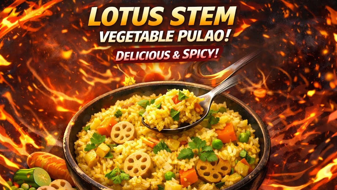 Make Vegetablepulao delicious with Lotus stem  कमल ककड़ी| తామర దుంపలు| Yeongeun (연근)| 