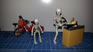 Re-Ment Pose Giant + Baby Skeleton Figure + Kitchen and Bicycle Set review