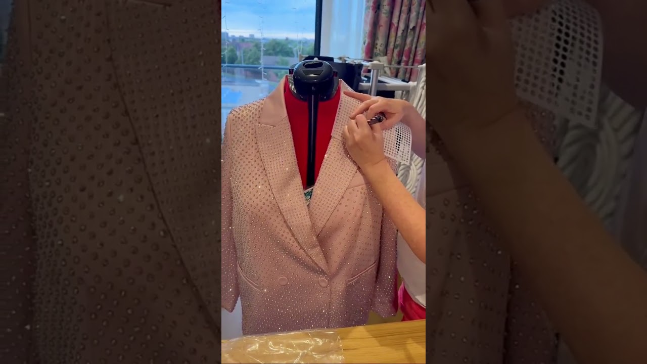 Creating a Taylor Swift inspired jacket using our rhinestone grids!