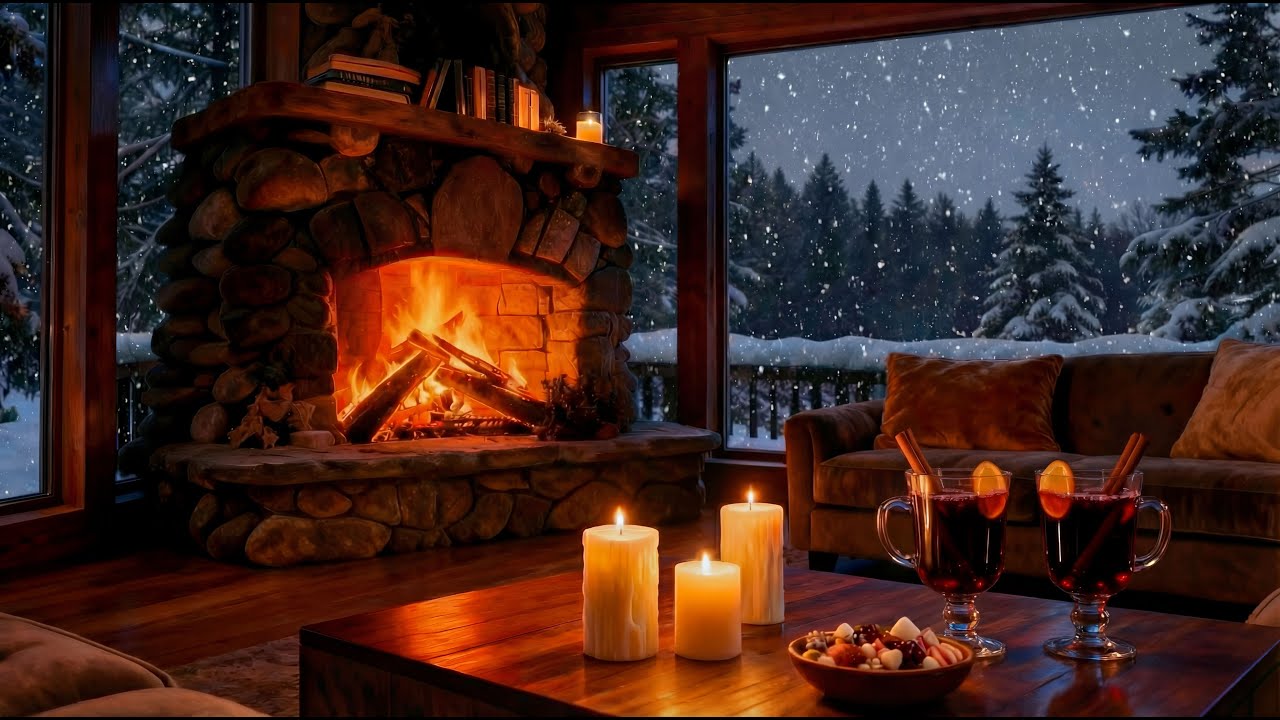 Cozy Christmas fireplace 4K 🎄 Pure sounds of crackling fire for relaxation without music