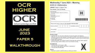 OCR GCSE Maths Higher - May / June 2023 - Paper 5 - Non-Calculator - Worked Solutions / Walkthrough