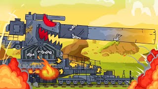 Tank itu menyerang kereta. Tank kartun untuk anak-anak. Kartun tentang tank. World of tanks.