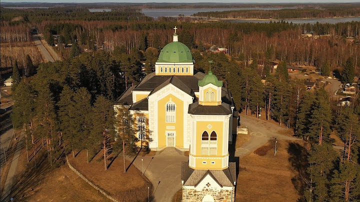Kerimäen kirkko Suomi ilmasta 4K drone video ilmasta nähtynä
