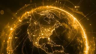 Orange Futuristic Digital Globe of Earth with Glowing Dat | Free Video | MD Animated Background