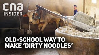 How Traditional Noodles Are Made By Hand, Foot & Bull In Indonesian Village