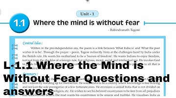 Where the mind is without fear question answer class 10 | English chapter 1.1 master key