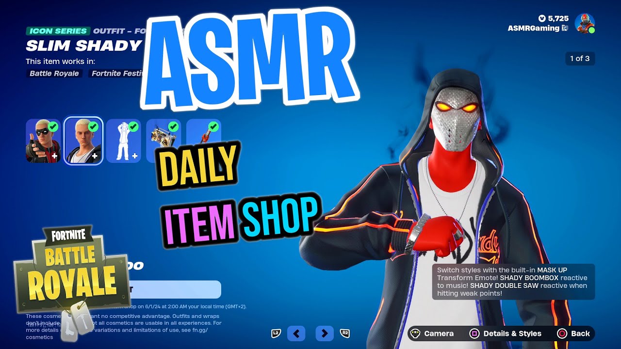 ASMR Fortnite Eminem Slim Shady Skins Are Back! Daily Item Shop 