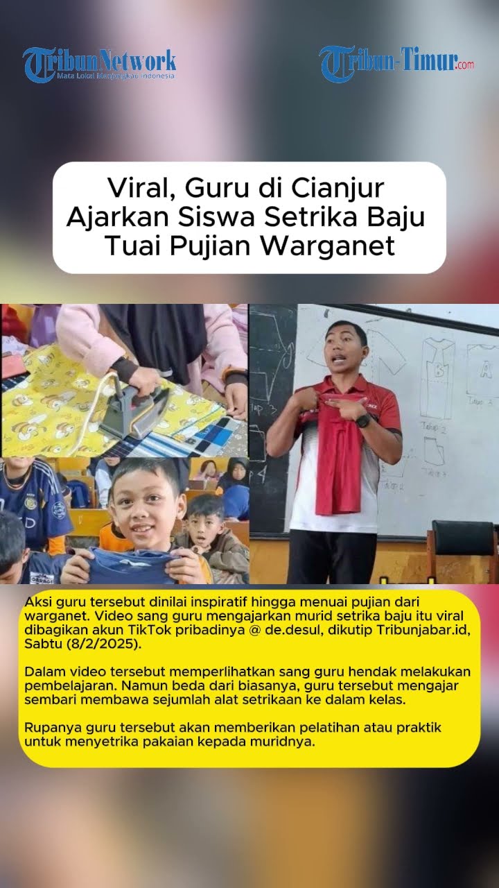 Viral, Guru di Cianjur Ajarkan Siswa Setrika Baju Tuai Pujian Warganet