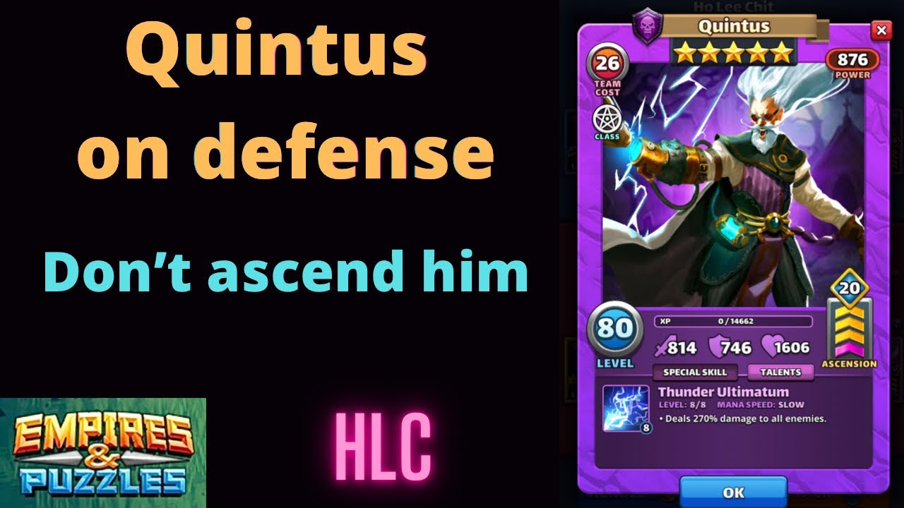 Empires and Puzzles Quintus YouTube