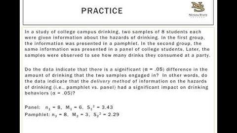 Psych 210 Independent Samples tTest Practice