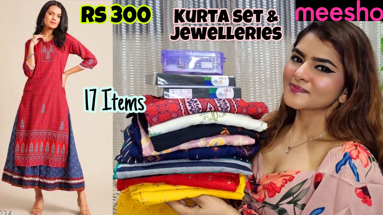 Meesho Kurtis Kurta Set Jewelry Haul Starting Rs 300 Meesho Kurta Set Haul Meesho Kurti Haul Youtube
