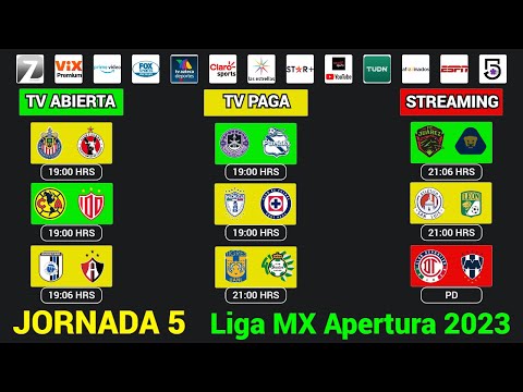 FECHAS, HORARIOS y CANALES CONFIRMADOS para los PARTIDOS de la JORNADA 5 Liga MX APERTURA 2023 @Dani_Fut