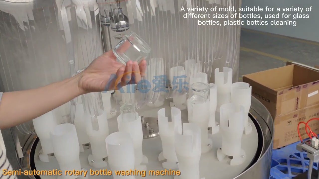 Semi-automatic rotary bottle washing machine 