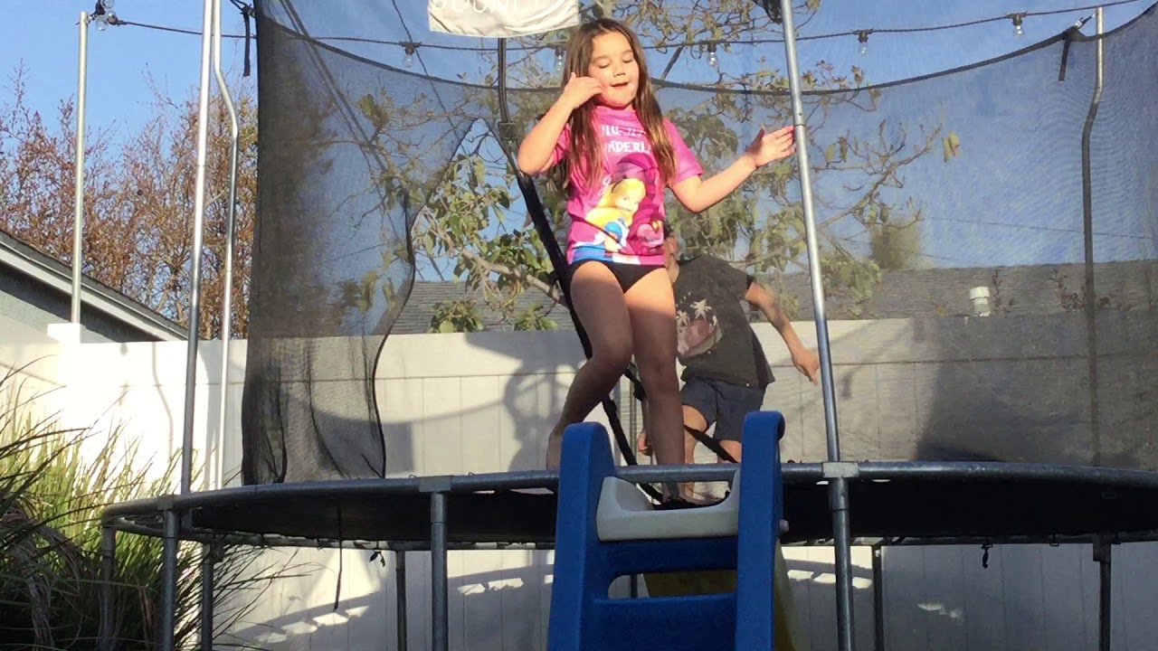 Me and my sister jumping on the trampoline - YouTube