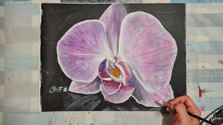 HOW TO PAINT AN ORCHID / ACRYLIC PAINTING TUTORIAL BY CHERYL NAVARRO