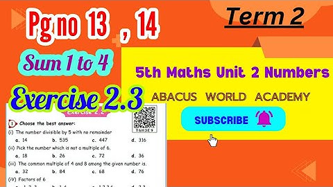 5th std Maths(unit 2)Numbers,Exercise 2.3 [ Sum 1 to 4 ] (pg no 13,14) Term 2 #Newsamacheersyllabus