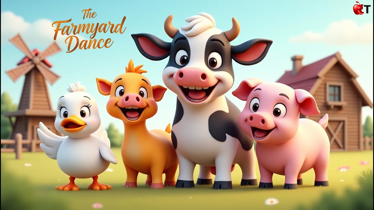 The Farmyard Dance | Farm Animals Song | Nursery Rhymes | RojoToon