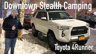 Snowy Downtown SUV Stealth Camping in my 4Runner