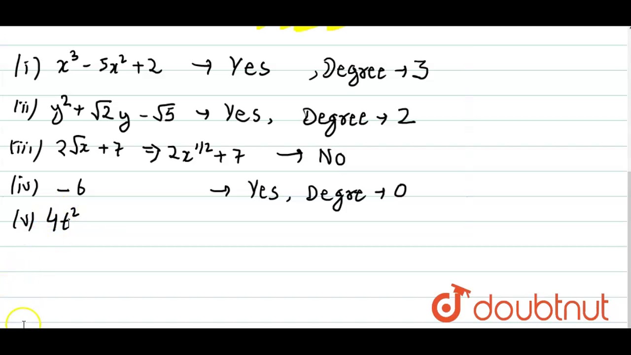 Which Of The Following Expressions Are Polynomials In Case Youtube