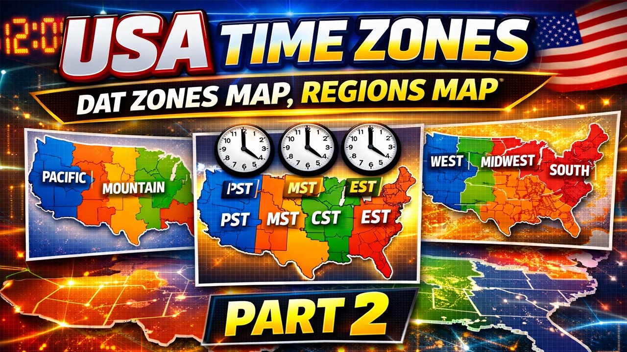Usa Time Zones, Dat Zones Map, Regions Map Part 2 | SZ Dispatching LLC ...