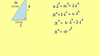 Year 9 Using a Calculator to Find a Shorter Side eg3