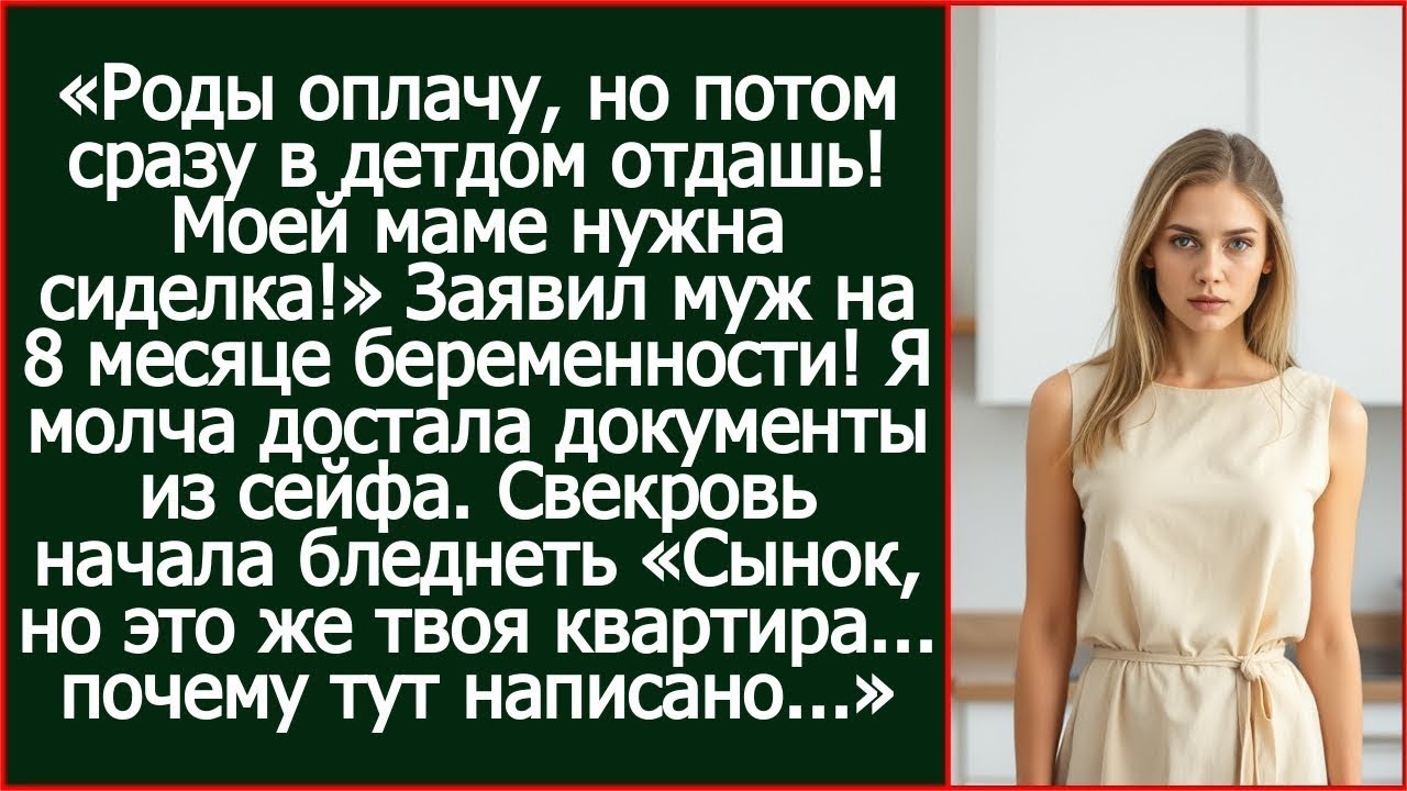«Роды оплачу, но потом сразу в детдом отдашь! Моей маме нужна сиделка!» - заявил муж.