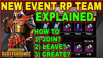 RP TEAM PUBG & BGMI | How To Join Create &  Leave Rp team in pubg & bgmi New event