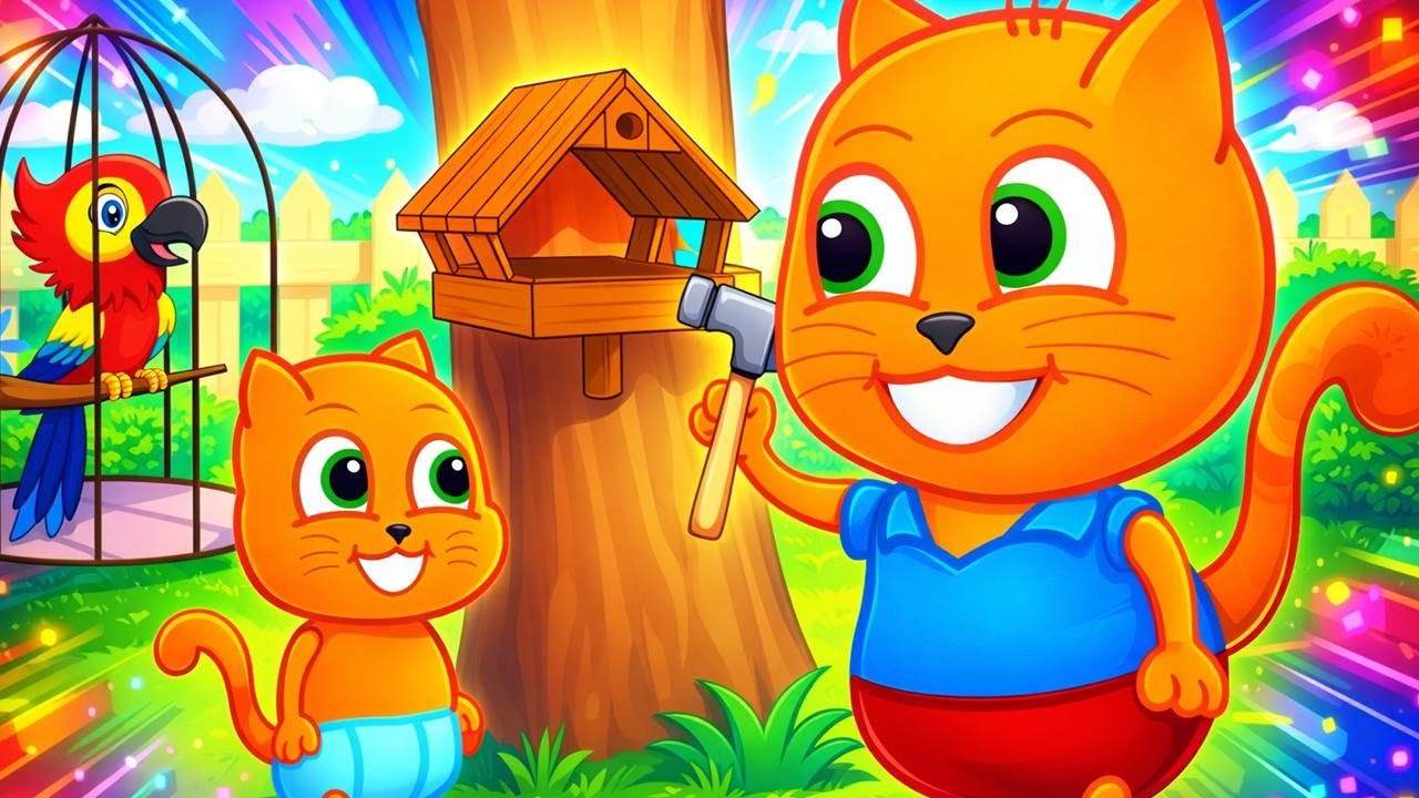 Cats Family en Français - MANGEOIRE À OISEAUX Animé 2026 en Français 4K