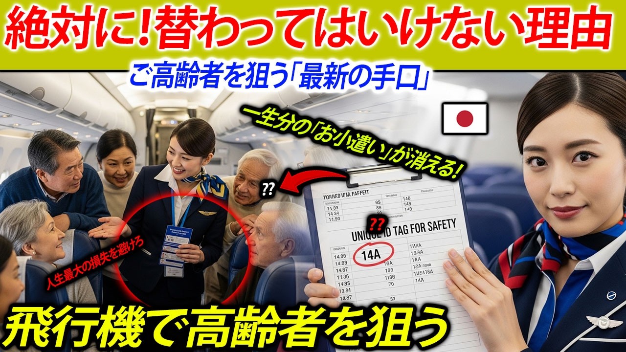 飛行機内で席替えは要注意！高齢者を狙う【巧妙な詐欺手口】人生最大の損失を避けるために知るべき罠とは？