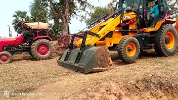 Jcb 3dx Plus loading Mahindra yuvo tractor mud in trolley video jcb Backhoe Machine Mahindra 575 ID