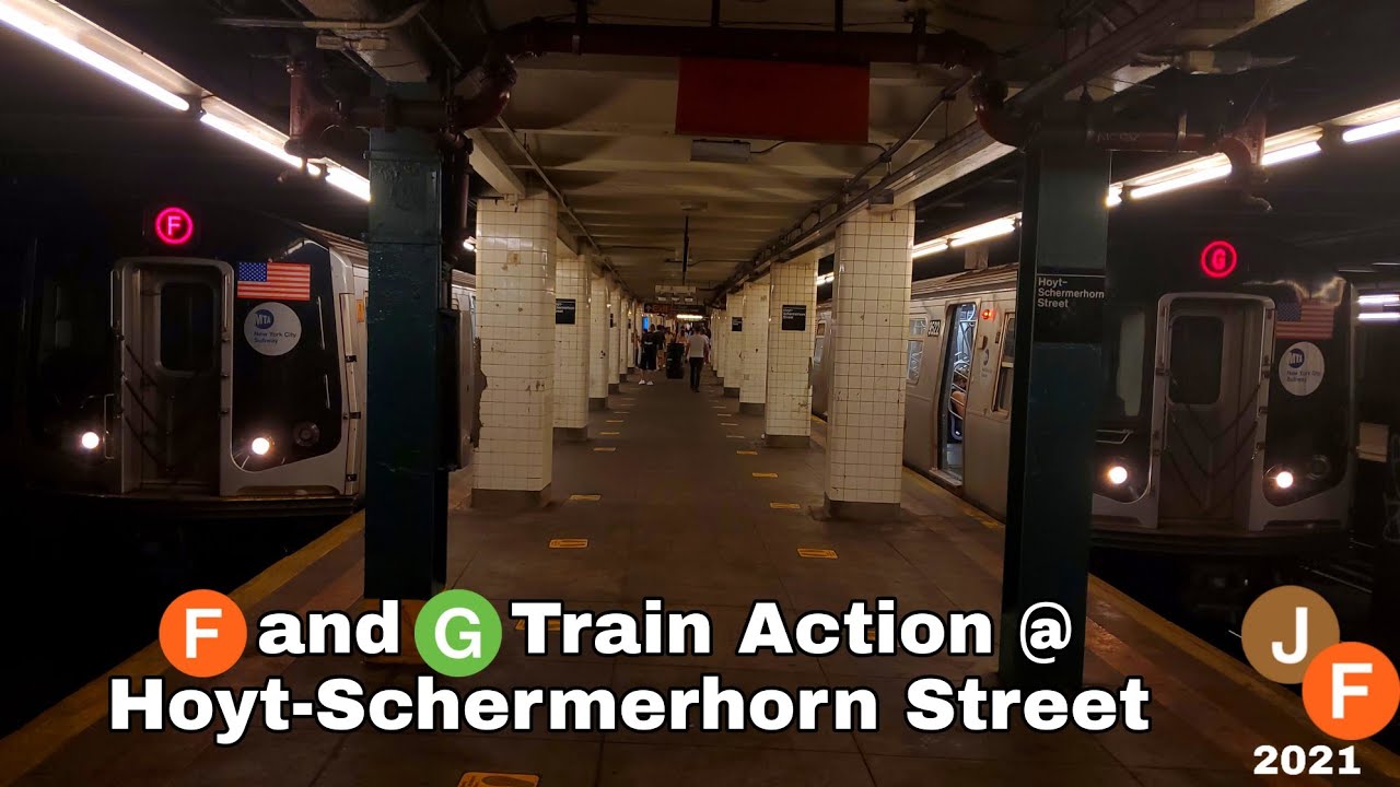 F and G train Action @ Hoyt-Schermerhorn Street - YouTube